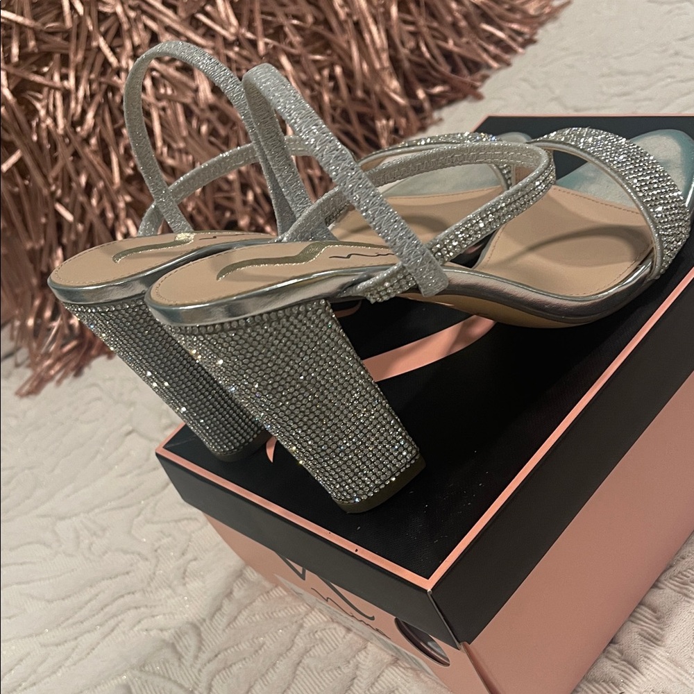 Nina Silver Rhinestone Heels - Picture 14 of 14